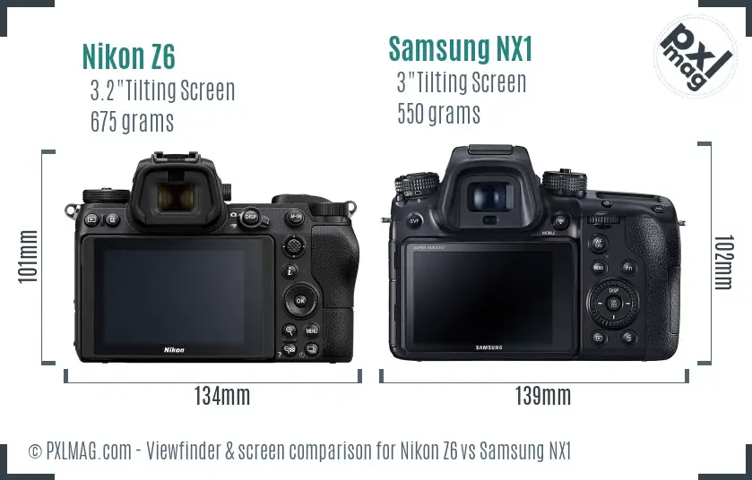 Nikon Z6 vs Samsung NX1 Screen and Viewfinder comparison