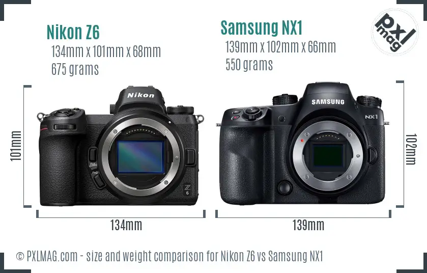 Nikon Z6 vs Samsung NX1 size comparison