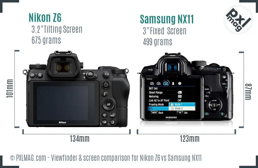 Nikon Z6 vs Samsung NX11 Screen and Viewfinder comparison