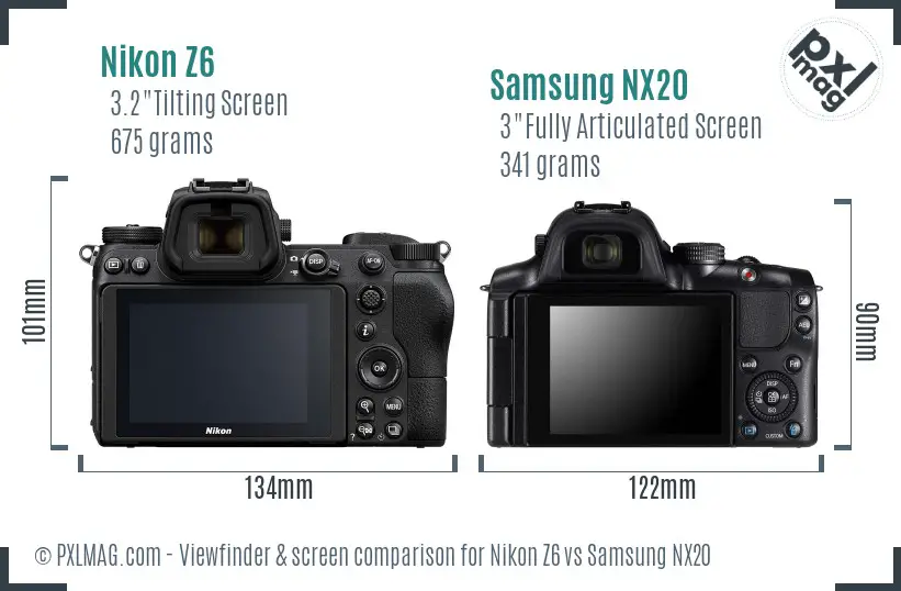 Nikon Z6 vs Samsung NX20 Screen and Viewfinder comparison