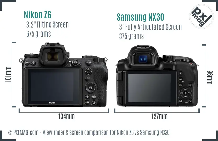 Nikon Z6 vs Samsung NX30 Screen and Viewfinder comparison Nikon Z6 vs Samsung NX30 Screen and Viewfinder comparison