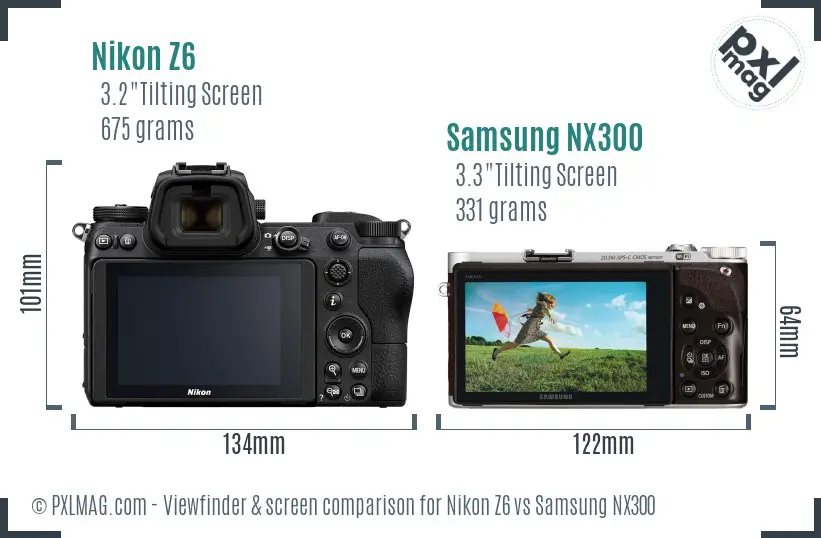 Nikon Z6 vs Samsung NX300 Screen and Viewfinder comparison