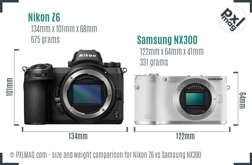 Nikon Z6 vs Samsung NX300 size comparison