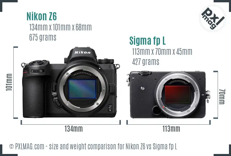 Nikon Z6 vs Sigma fp L size comparison