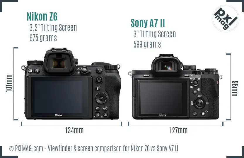 Nikon Z6 vs Sony A7 II Screen and Viewfinder comparison