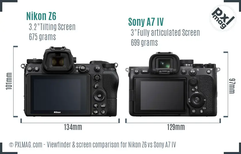 Nikon Z6 vs Sony A7 IV Screen and Viewfinder comparison