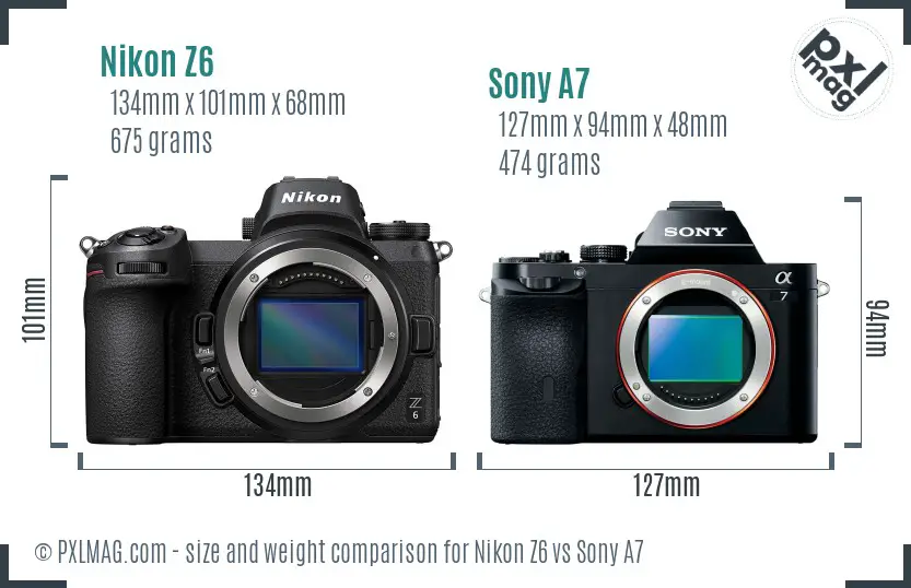 Nikon Z6 vs Sony A7 size comparison