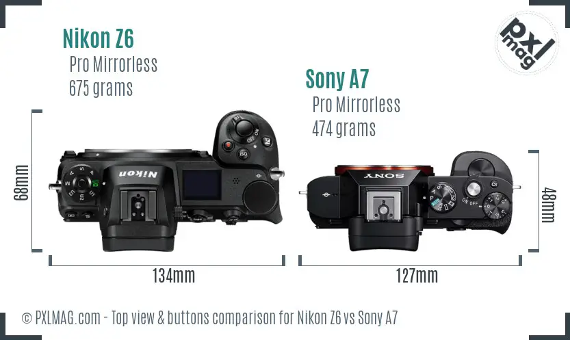 Nikon Z6 vs Sony A7 top view buttons comparison