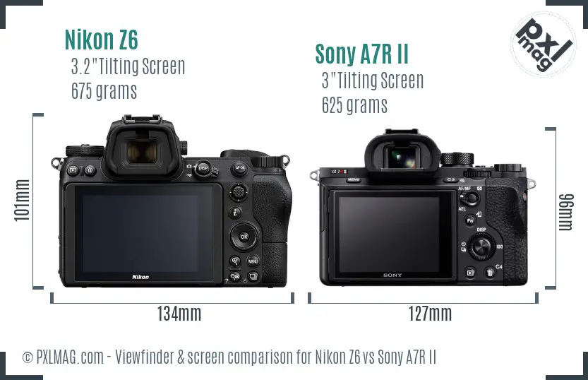 Nikon Z6 vs Sony A7R II Screen and Viewfinder comparison