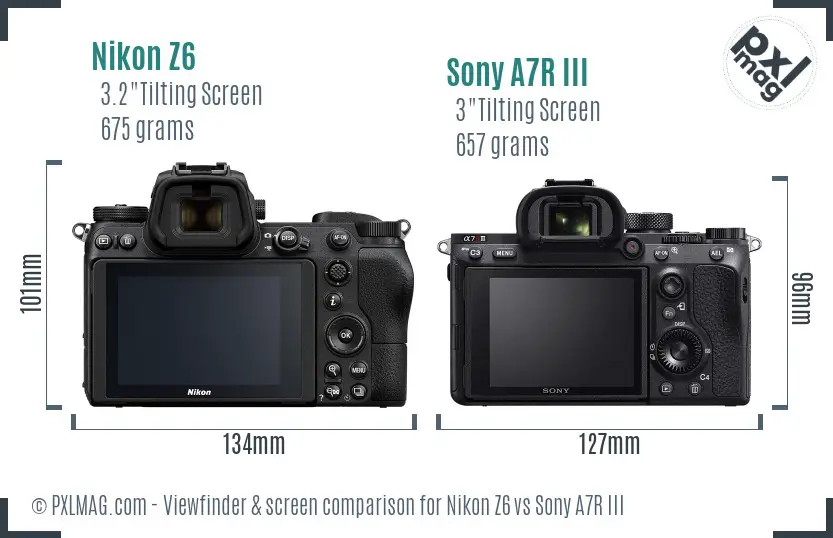 Nikon Z6 vs Sony A7R III Screen and Viewfinder comparison