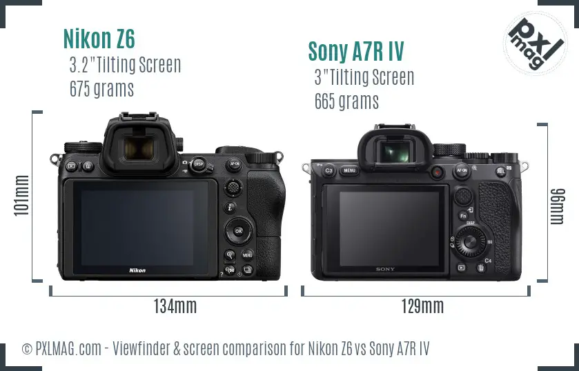 Nikon Z6 vs Sony A7R IV Screen and Viewfinder comparison