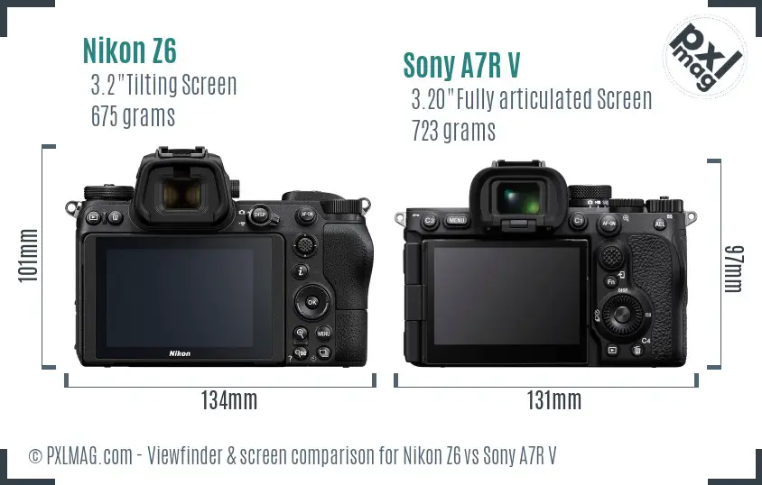 Nikon Z6 vs Sony A7R V Screen and Viewfinder comparison