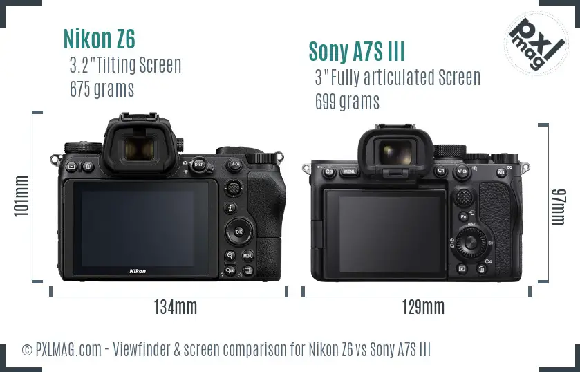 Nikon Z6 vs Sony A7S III Screen and Viewfinder comparison