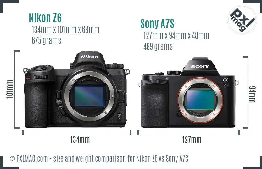 Nikon Z6 vs Sony A7S size comparison