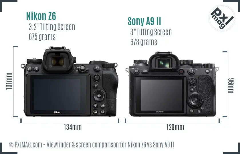 Nikon Z6 vs Sony A9 II Screen and Viewfinder comparison