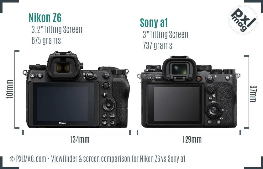 Nikon Z6 vs Sony a1 Screen and Viewfinder comparison