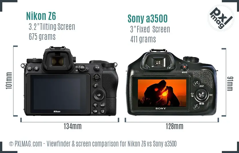 Nikon Z6 vs Sony a3500 Screen and Viewfinder comparison