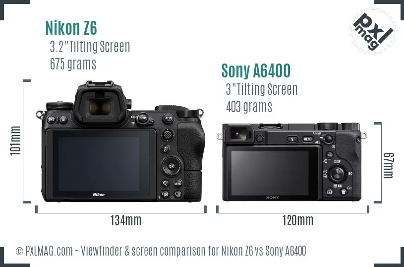 Nikon Z6 vs Sony A6400 Screen and Viewfinder comparison