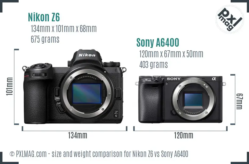 Nikon Z6 vs Sony A6400 size comparison