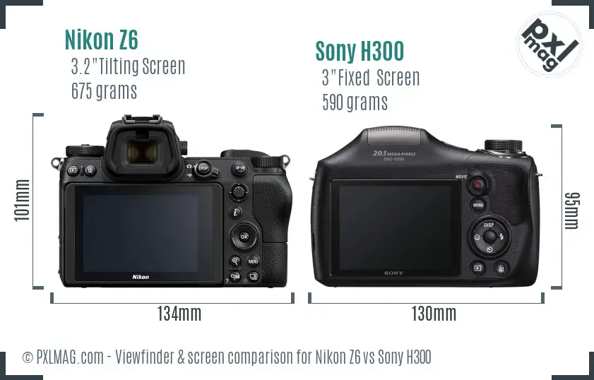 Nikon Z6 vs Sony H300 Screen and Viewfinder comparison