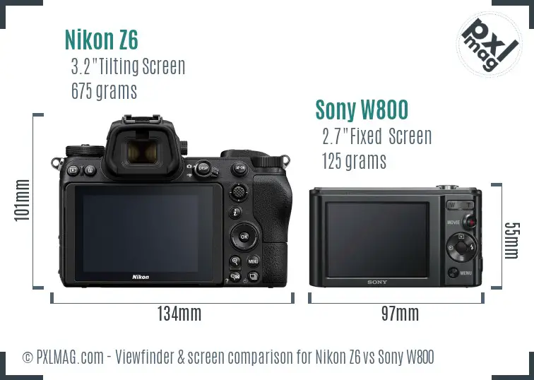Nikon Z6 vs Sony W800 Screen and Viewfinder comparison