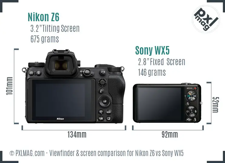 Nikon Z6 vs Sony WX5 Screen and Viewfinder comparison