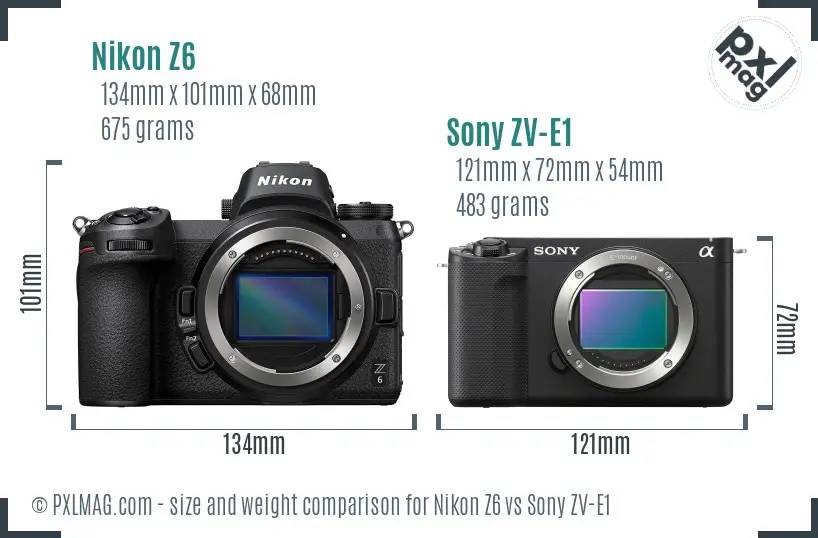 Nikon Z6 vs Sony ZV-E1 size comparison