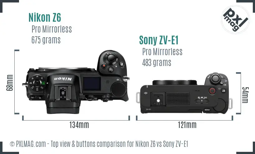 Nikon Z6 vs Sony ZV-E1 top view buttons comparison