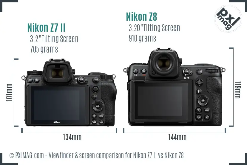 Nikon Z7 II vs Nikon Z8 Screen and Viewfinder comparison