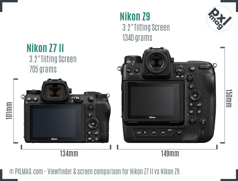 Nikon Z7 II vs Nikon Z9 Screen and Viewfinder comparison