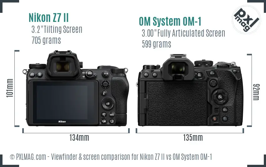 Nikon Z7 II vs OM System OM-1 Screen and Viewfinder comparison