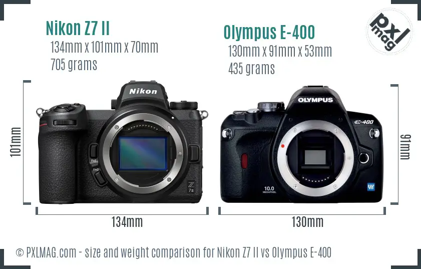 Nikon Z7 II vs Olympus E-400 size comparison