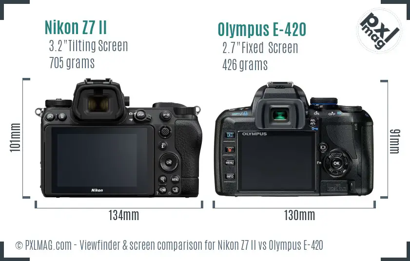 Nikon Z7 II vs Olympus E-420 Screen and Viewfinder comparison