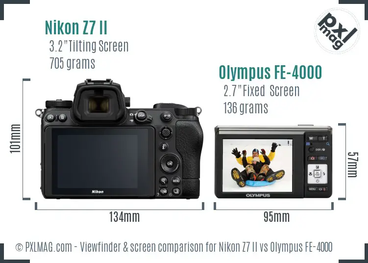 Nikon Z7 II vs Olympus FE-4000 Screen and Viewfinder comparison