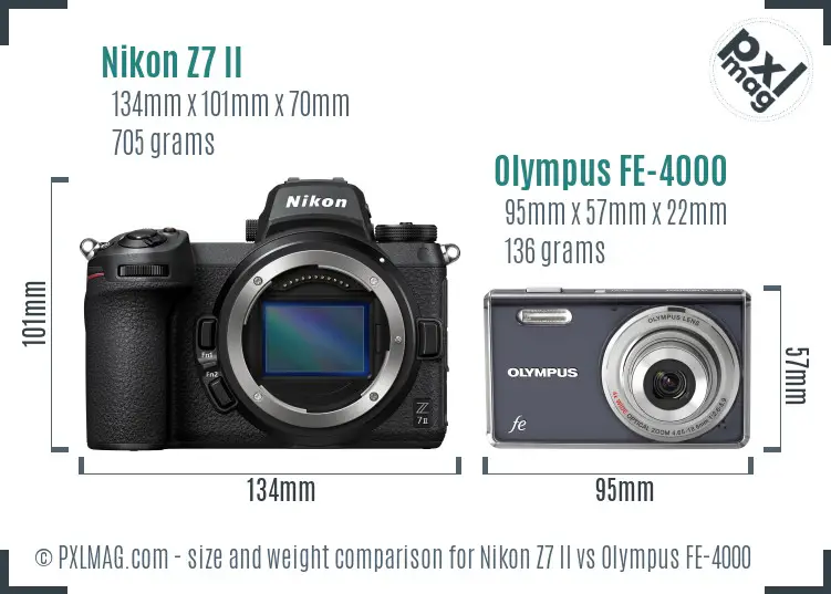 Nikon Z7 II vs Olympus FE-4000 size comparison