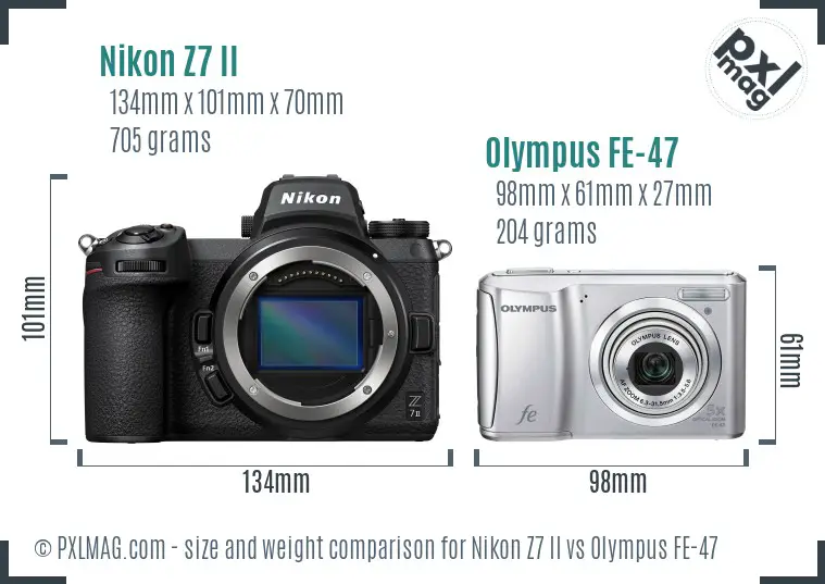 Nikon Z7 II vs Olympus FE-47 size comparison