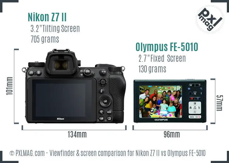 Nikon Z7 II vs Olympus FE-5010 Screen and Viewfinder comparison