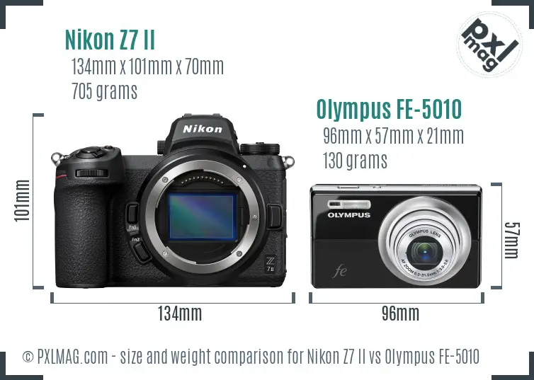 Nikon Z7 II vs Olympus FE-5010 size comparison