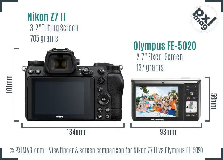 Nikon Z7 II vs Olympus FE-5020 Screen and Viewfinder comparison