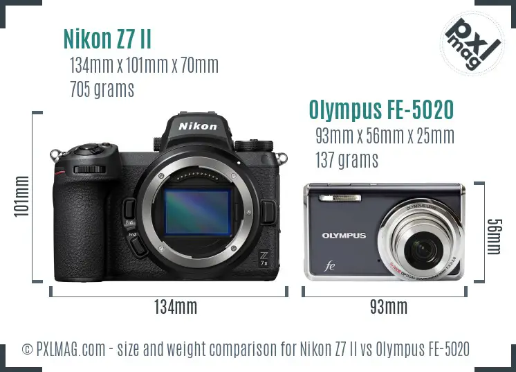 Nikon Z7 II vs Olympus FE-5020 size comparison