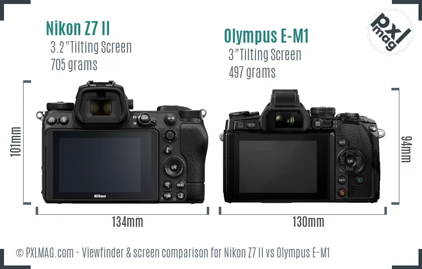 Nikon Z7 II vs Olympus E-M1 Screen and Viewfinder comparison