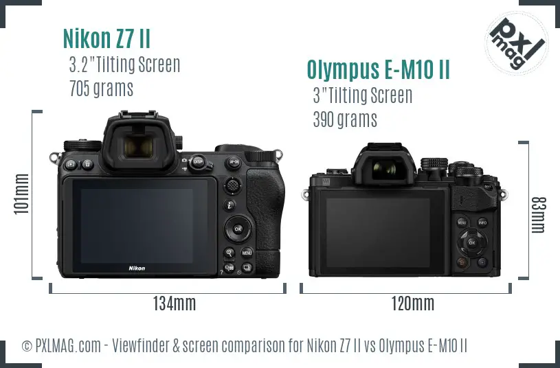 Nikon Z7 II vs Olympus E-M10 II Screen and Viewfinder comparison