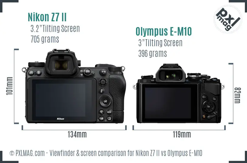 Nikon Z7 II vs Olympus E-M10 Screen and Viewfinder comparison