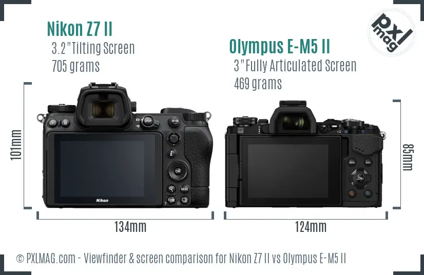 Nikon Z7 II vs Olympus E-M5 II Screen and Viewfinder comparison