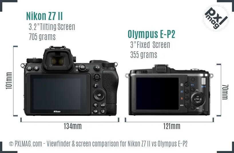 Nikon Z7 II vs Olympus E-P2 Screen and Viewfinder comparison