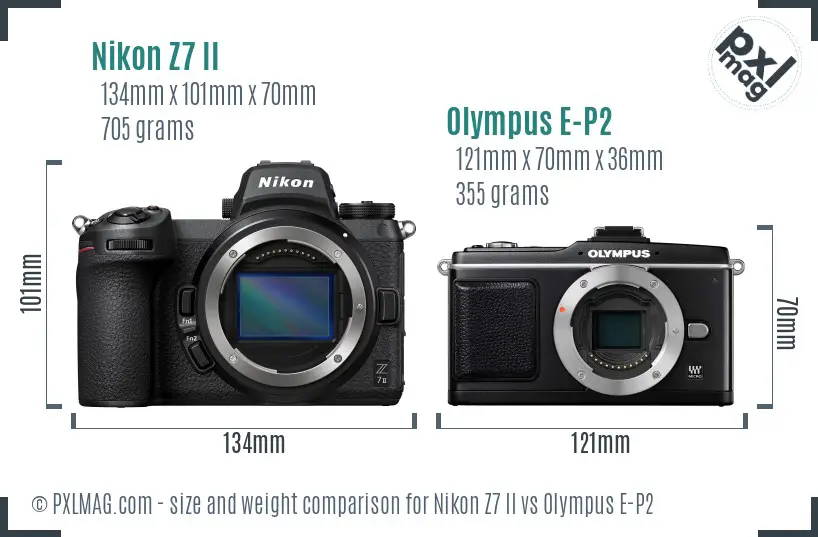 Nikon Z7 II vs Olympus E-P2 size comparison