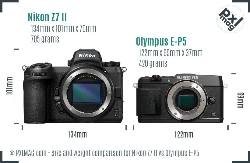 Nikon Z7 II vs Olympus E-P5 size comparison