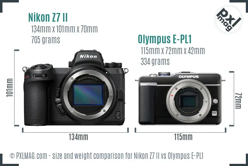 Nikon Z7 II vs Olympus E-PL1 size comparison