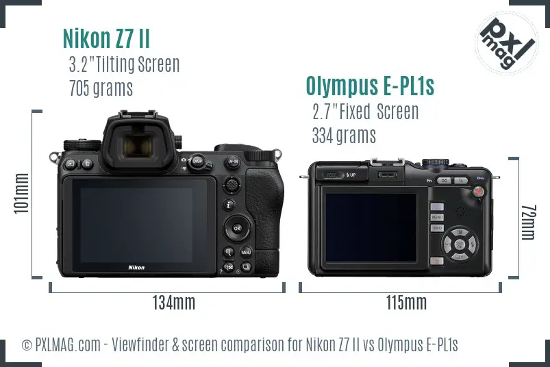 Nikon Z7 II vs Olympus E-PL1s Screen and Viewfinder comparison