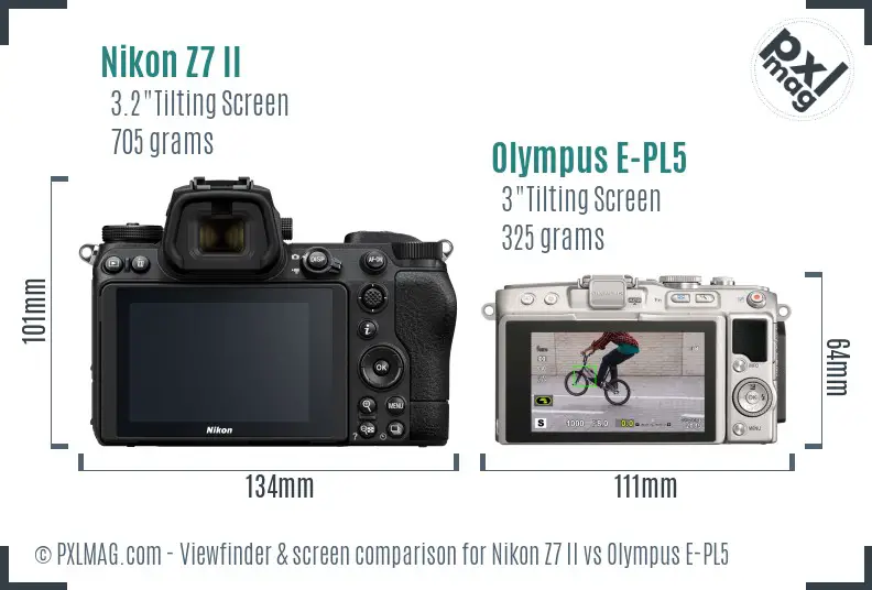 Nikon Z7 II vs Olympus E-PL5 Screen and Viewfinder comparison